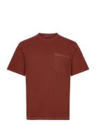 Contrast Stitch Pocket Tshirt Tops T-Kortærmet Skjorte Burgundy Superd...