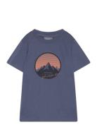 T-Shirt W. Print - S/S, Cotton Tops T-Kortærmet Skjorte Blue Color Kid...