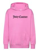 Juicy Flocked Oth Over Hoody Tops Sweatshirts & Hoodies Hoodies Pink J...
