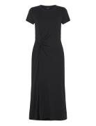 Jersey Twist-Front Midi Dress Knælang Kjole Black Lauren Ralph Lauren