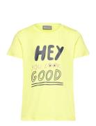 T-Shirt W. Print -S/S, Girl Tops T-Kortærmet Skjorte Yellow Color Kids