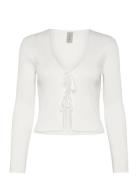 Yasmusen Ls Tie Knit Cardigan - Ka Tops Knitwear Cardigans White YAS