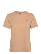 Reg Shield Ss T-Shirt Tops T-shirts & Tops Short-sleeved Beige GANT