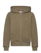 Shield Zip Hoodie Tops Sweatshirts & Hoodies Hoodies Khaki Green GANT