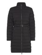 Belted Quilted Mockneck Coat Foret Jakke Black Lauren Ralph Lauren