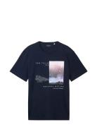 T-Shirt With Photoprint Tops T-Kortærmet Skjorte Navy Tom Tailor