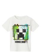 Nkmjoshi Minecraft Ss Top Box Bfu Tops T-Kortærmet Skjorte White Name ...