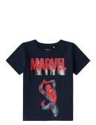 Nmmjaba Spiderman Ss Top Mar Tops T-Kortærmet Skjorte Navy Name It