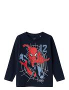 Nmmjaris Spiderman Ls Top Mar Tops T-shirts Long-sleeved T-Skjorte Nav...