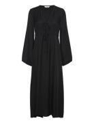 Norah V-Neck Strap L/S Dress Maxikjole Festkjole Black Bubbleroom