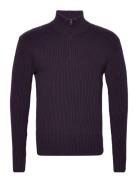 Simbbbilly Zip Knit Tops Knitwear Half Zip Jumpers Navy Bruuns Bazaar