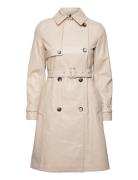 Leather-Effect Trench Coat Trenchcoat Frakke Cream Mango