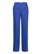 100% Linen Wideleg Trousers Bottoms Trousers Wide Leg Blue Mango