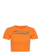 T-Shirt Tops Crop Tops Short-sleeved Crop Tops Orange Barbara Kristoff...