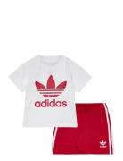 Short Tee Set Sport Sets With Short-sleeved T-shirt Red Adidas Origina...