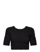 Cotton Poplin Tops Crop Tops Short-sleeved Crop Tops Black Ganni