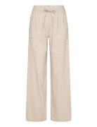 Pzluca Pant Full Lenght Wide Leg Bottoms Trousers Linen Trousers Beige...