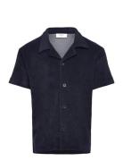 Graugust Terry Ss Shirt Tops Shirts Short-sleeved Shirts Navy Grunt