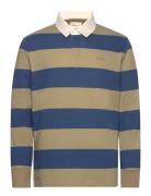 Block Stripe Heavy Rugger Tops Polos Long-sleeved Khaki Green GANT