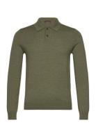 Merino Polo Shirt Tops Polos Long-sleeved Khaki Green Morris