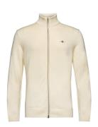 Casual Cotton Zip Cardigan Tops Knitwear Full Zip Jumpers Cream GANT