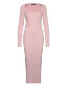 Knitted Midi Dress Knælang Kjole Pink Gina Tricot