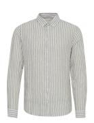 Cfanton Ls Bd Striped Linen Mix Shi Tops Shirts Linen Shirts Green Cas...