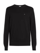 Micro Pique Structure Sweater Tops Knitwear Round Necks Black Calvin K...