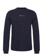 Rounded Hem Longsleeve Tops T-Langærmet Skjorte Navy Tom Tailor