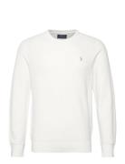 Textured Cotton Crewneck Sweater Tops Knitwear Round Necks White Polo ...