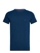 Stretch Slim Fit Tee Tops T-Kortærmet Skjorte Blue Tommy Hilfiger