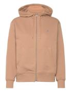 Shield Zip Hoodie Tops Sweatshirts & Hoodies Hoodies Beige GANT