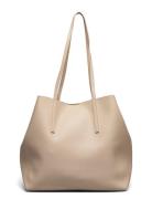 Pebbled Effect Shopper Bag Shopper Taske Beige Mango