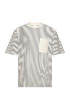 Over D Striped Rough Pique S/S Tops T-Kortærmet Skjorte White Lindberg...