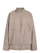 Nmhalston L/S Bomber Jacket Wvn Noos Bomberjakke Beige NOISY MAY