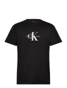 Distressed Monologo Tee Tops T-Kortærmet Skjorte Black Calvin Klein Je...