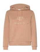 Reg Tonal Shield Hoodie Tops Sweatshirts & Hoodies Hoodies Brown GANT