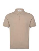 Fine-Knit Polo Shirt Tops Polos Short-sleeved Beige Mango