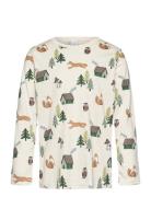 Top Ls Forest Aop Tops T-shirts Long-sleeved T-Skjorte Cream Lindex