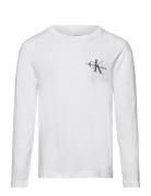 Chest Monologo Ls T-Shirt Tops T-shirts Long-sleeved T-Skjorte White C...