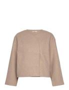 Round Neck Short Jacket Uldjakke Jakke Beige Gina Tricot