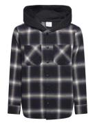 Shirt Checked With Hood Tops Sweatshirts & Hoodies Hoodies Black Linde...