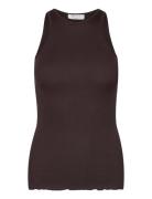 Silk Top Tops T-shirts & Tops Sleeveless Brown Rosemunde