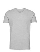 Mens Stretch V-Neck Tee S/S Tops T-Kortærmet Skjorte Grey Lindbergh