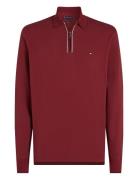 Ls Zip Rwb Detail Reg Polo Tops Knitwear Half Zip Jumpers Burgundy Tom...