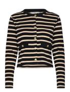 Striped Cardigan With Buttons Tops Knitwear Cardigans Black Mango