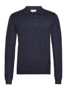 Ecovero L/S Polo Tops Knitwear Long Sleeve Knitted Polos Navy Lindberg...