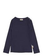 T-Shirt L/S Modal Tops T-shirts Long-sleeved T-Skjorte Navy Petit Piao