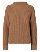 Slfselma Ls Knit Pullover Tops Knitwear Jumpers Brown Selected Femme