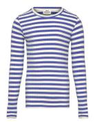 5X5 Classic Stripe Talika Top Tops T-shirts Long-sleeved T-Skjorte Blu...